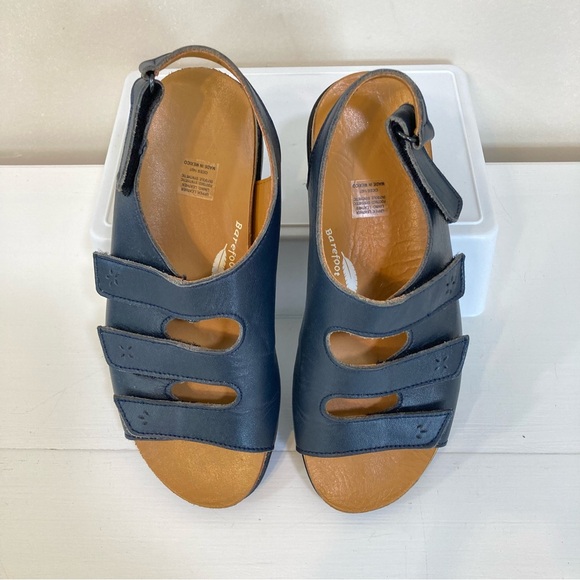 Drew Barefoot Freedom Bonita Navy Leather Sz 6 Womens Sandals Adj. Straps - Picture 2 of 9